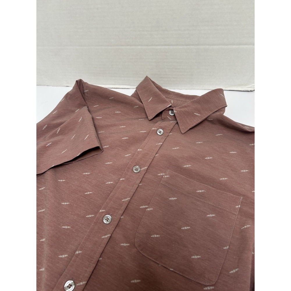 Vuori Mens Bridge Performance Stretch Woven Lightweight Button Front Shirt Small